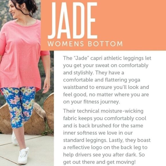 LuLaRoe Jade XS 2/4 Floral Paisley Capri Athletic Leggings Workout Yoga Pants - Picture 4 of 8